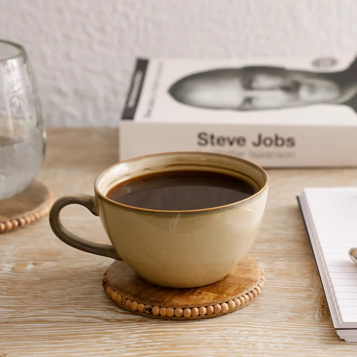 Decorative Multi-Purpose Wooden Coasters – Handcrafted Natural Wood Beaded Coasters for Tea, Coffee & Table Protection (Set of 4)