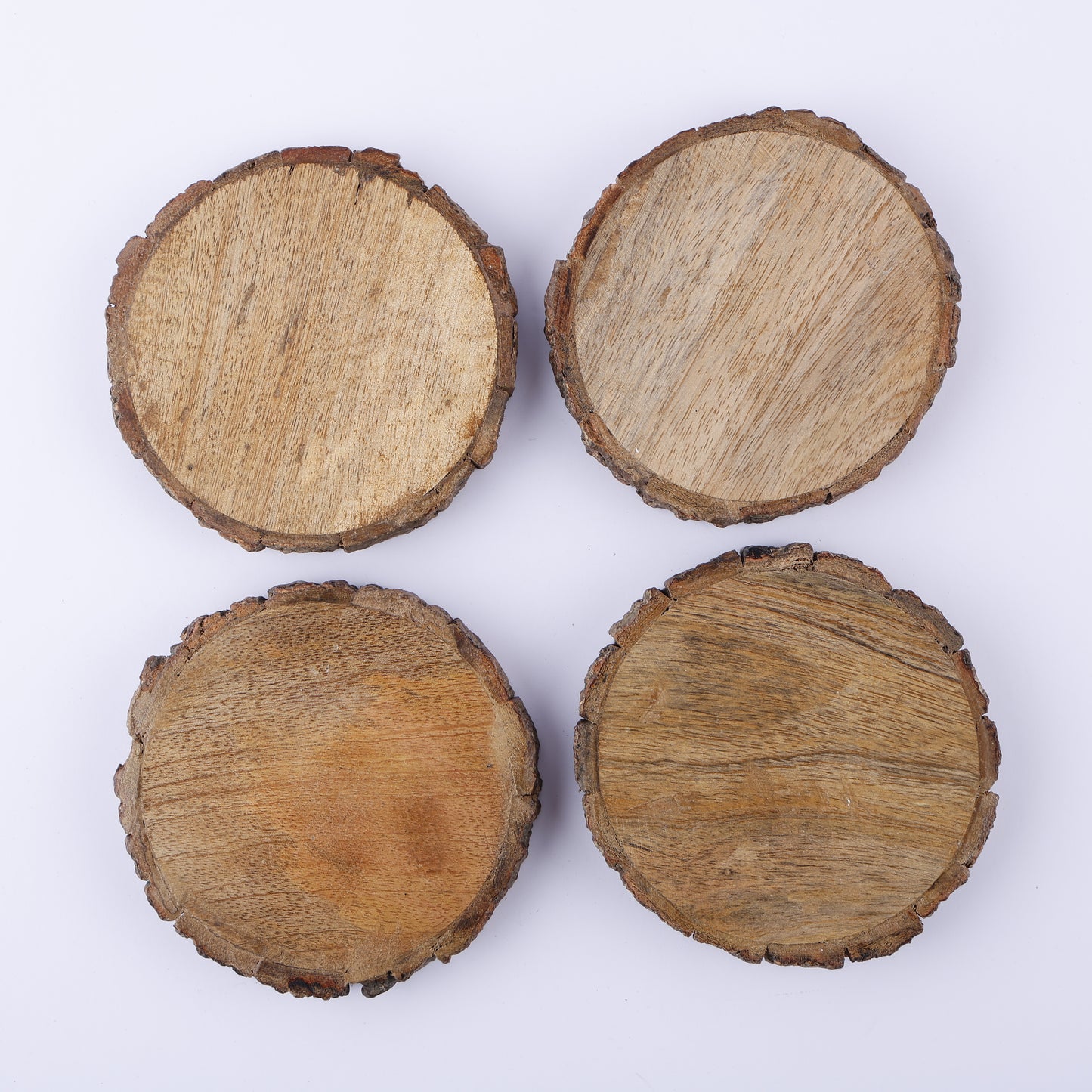 Decorative Multi-Purpose Natural Wooden Log Coasters – Extra-Thick Handcrafted Tree Slice Coasters for Tea, Coffee & Table Protection (Set of 4)