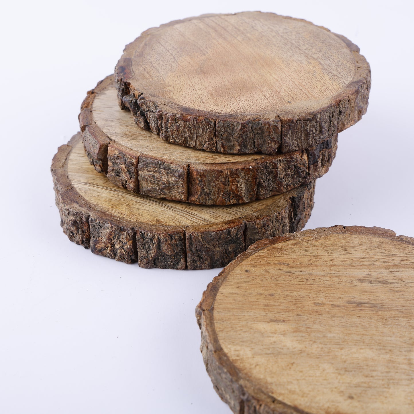 Decorative Multi-Purpose Natural Wooden Log Coasters – Extra-Thick Handcrafted Tree Slice Coasters for Tea, Coffee & Table Protection (Set of 4)