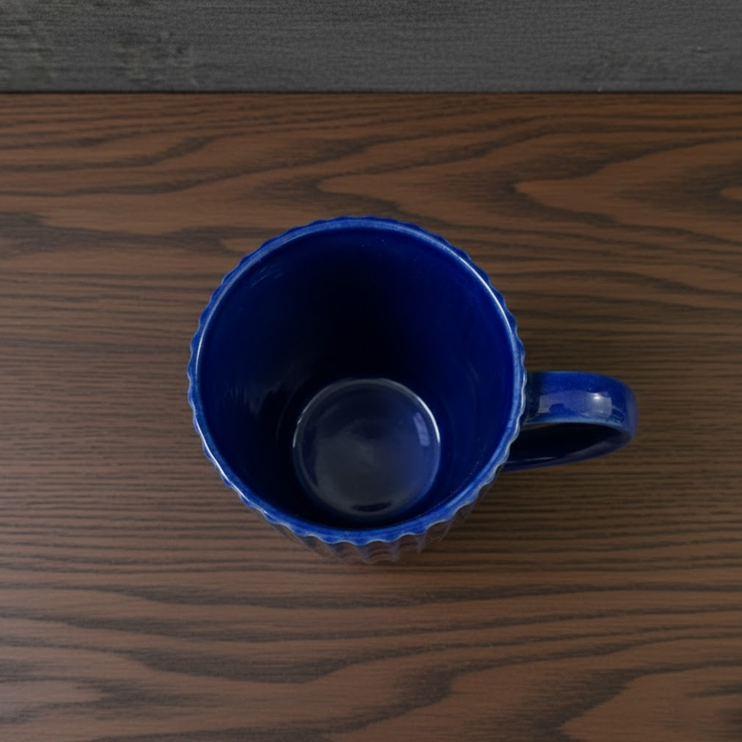 Fluted Ceramic Coffee Mug - Blue