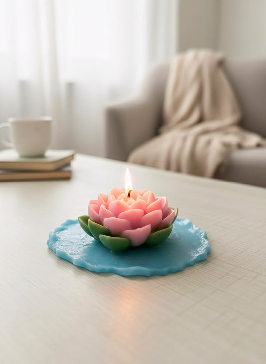 Handcrafted Lotus Blossom Candle