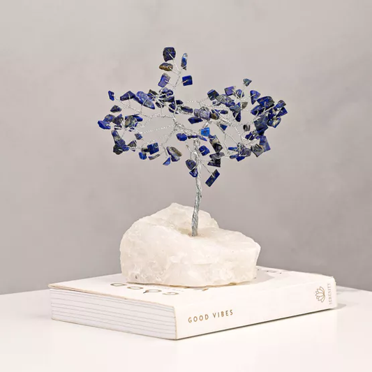 Blue Lapis Crystal Tree on Natural Stone Base – Healing & Vastu Decor for Home & Office